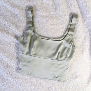 aritzia wilfred shine bustier / silver sage green / 2xs